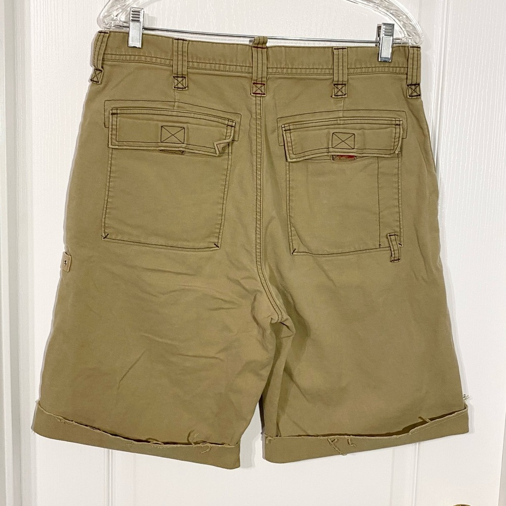 Y2K Express Cuffed Cargo Shorts HONG KONG MADE Vintage Khaki Cotton Men's 32
